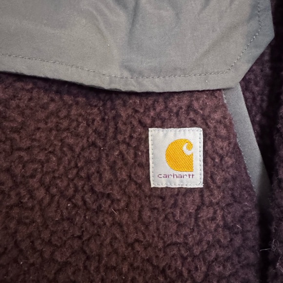 Carhartt Dark Brown Sherpa Jacket with Gray Trim - Picture 2 of 7